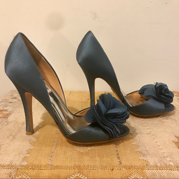 Badgley Mischka Shoes - Badgley Mischka Blue Satin D’Orsay Evening Pumps
